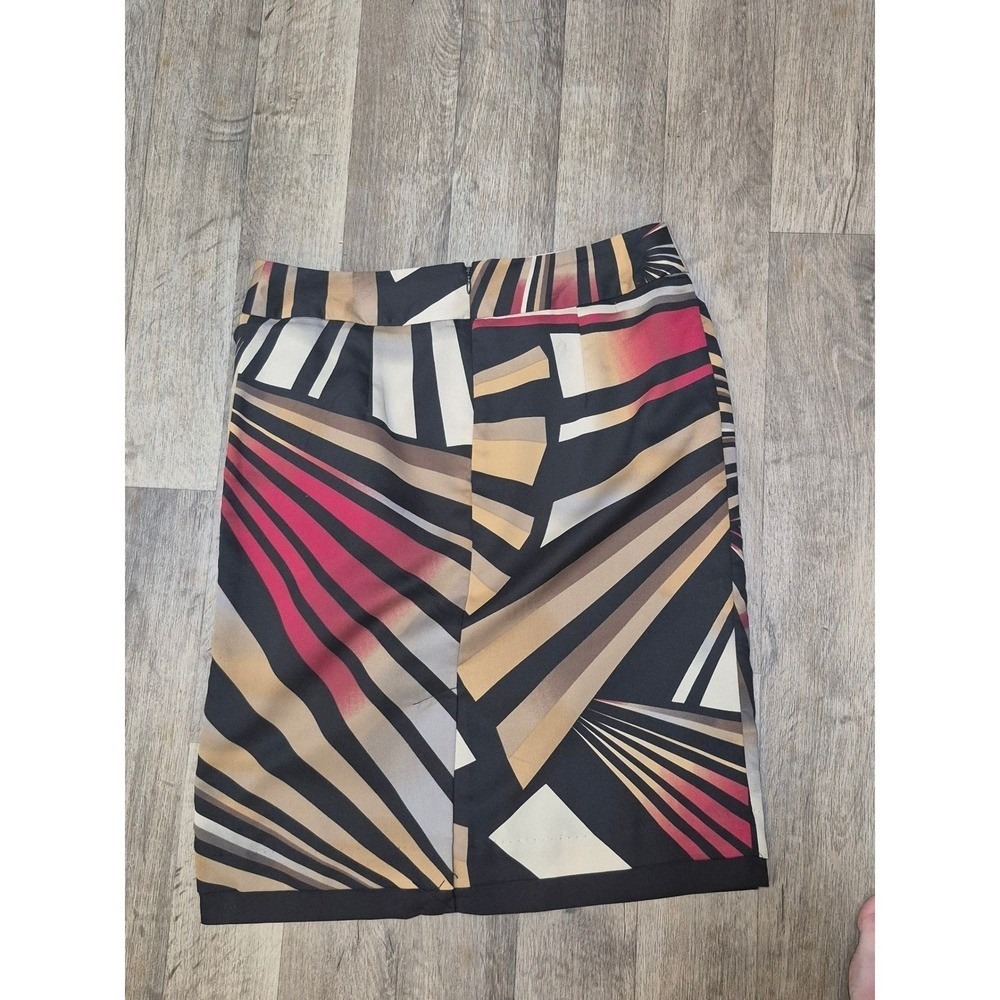 POWER‎ SKIRT ARTSYAbstract Geometric Ruffle Knee Length Skirt Size 8 Multi Color - Picture 7 of 8